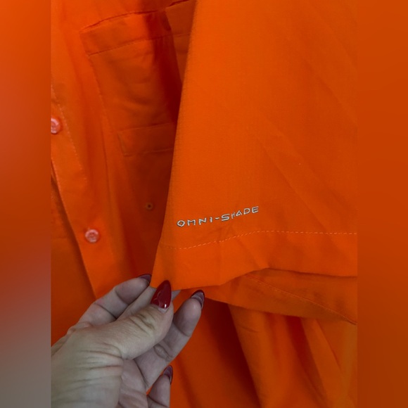 Columbia Button Up Orange AUBURN short-sleeve Vented  Sportswear Football XL - Picture 4 of 8